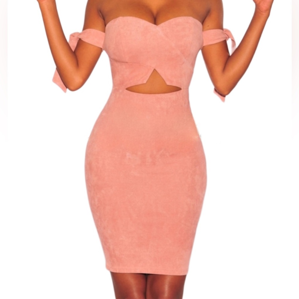 Hot Miami styles blush faux suede dress size medium in mint condition!